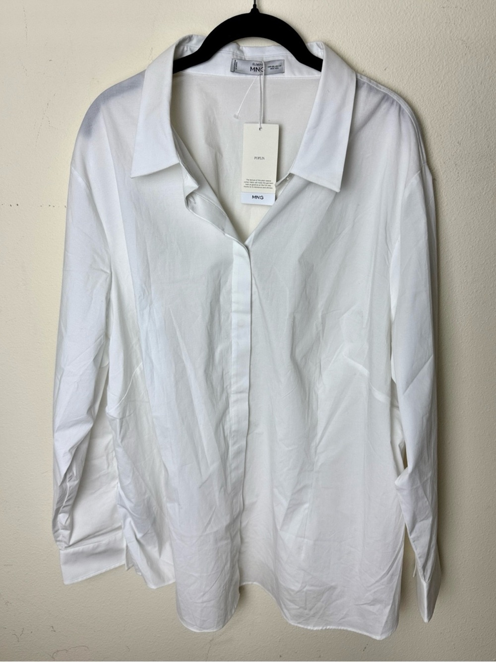 Mango White Relaxed Button-Down Shirt